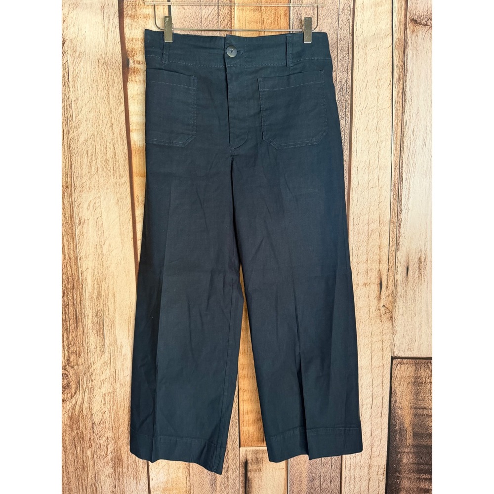 Maeve The Colette Wide Leg Pants Navy Blue Linen Blend Classic Versatile Size 28
